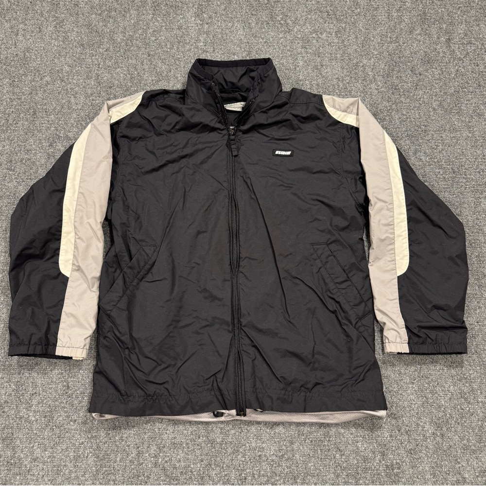 Vintage Nike Jacket Mens Large Black Gray Full Zip Golf Windbreaker Casual Y2K